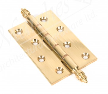 4" DPBW Finial Butt Hinges (pair) - Polished Brass 