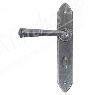 Gothic Lever Bathroom Handle Set - Pewter