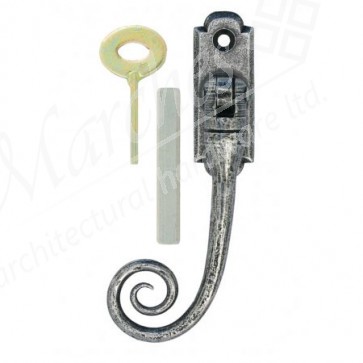 Handmade Locking Monkeytail Espagnolette LH Fastener - Pewter Patina