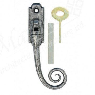 Handmade Locking Monkeytail Espagnolette RH Fastener - Pewter Patina