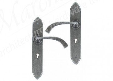 Gothic Curved Sprung Lever Lock Set - Pewter 