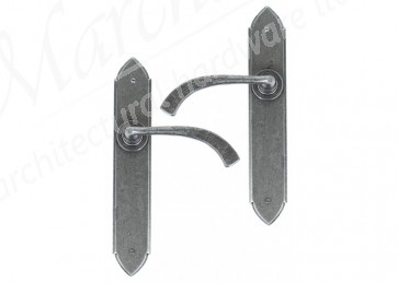 Gothic Curved Sprung Lever Latch Set - Pewter 