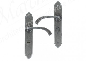 Gothic Curved Sprung Lever Bathroom Set - Pewter 