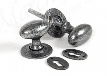 Oval Mortice/Rim Knob Sets - Pewter