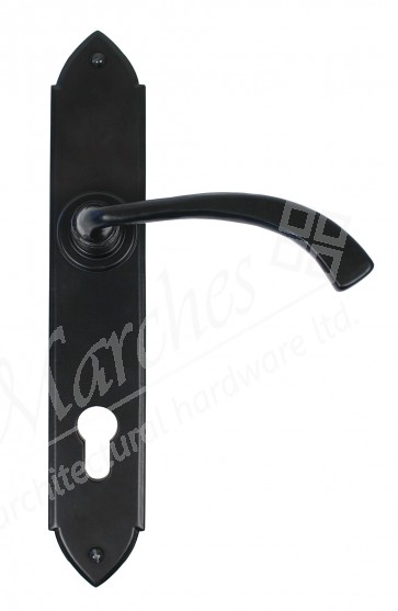 Gothic Curved Euro Espag Handles (92mm Centres) - Black 