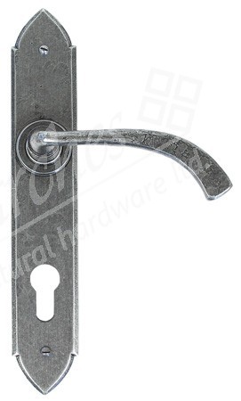 Gothic Curved Euro Espag Handles (92mm Centres) - Pewter 