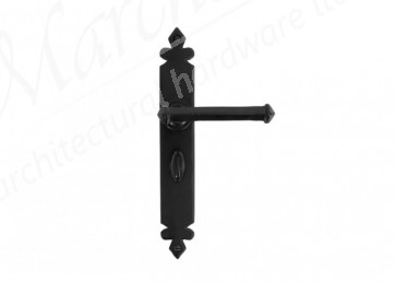 Handmade Tudor Sprung Lever Bathroom Handle Set - Black