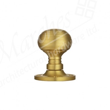 Queen Anne Mortice Knob Set - Satin Brass