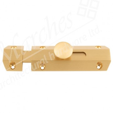 4" Surface Bolt with 3 Keeps - Satin Brass