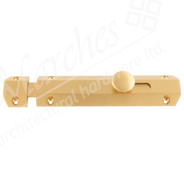 6" Surface Bolt with 3 Keeps - Satin Brass