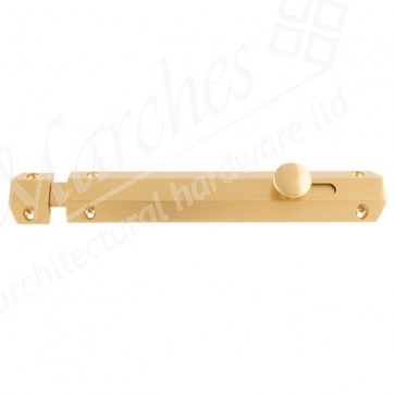 8" Surface Bolt with 3 Keeps - Satin Brass