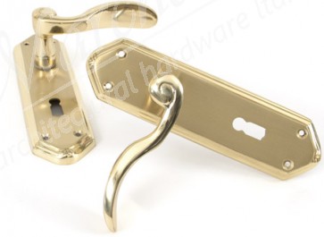 Contract Range Ventworth Lever Lock Handle - Satin/Polished Brass