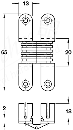 Hinge St Brass Pl 13x65mm