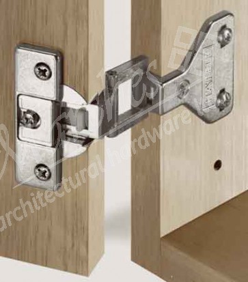 Regula 180º centre hinge with exposed axle, press fit