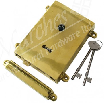 Brass Rim Lock with Solid Brass Cover + Keep