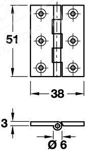 Hinge Brass 51x38mm Self Col