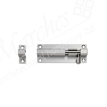8" Straight Barrel Bolt with 3 Keeps - Satin Stainless Steel