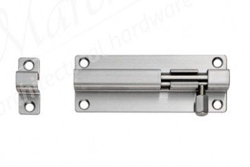 6" Straight Barrel Bolt with 3 Keeps - Satin Stainless Steel