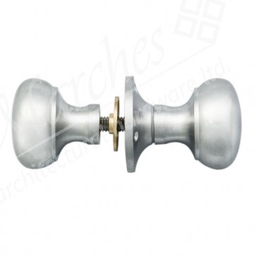 Victorian Mushroom Rim Knob Sets 53mm - Satin Chrome 