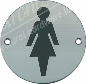 Female Toilet Sign - Satin Stainless Steel 