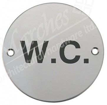 W.C. Graphic Sign - Satin Stainless Steel