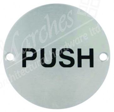 Push Disc Sign - Satin Stainless Steel 