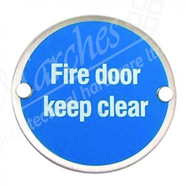 Fire Door Keep Clear Sign 75mm - Satin Stainless Steel 