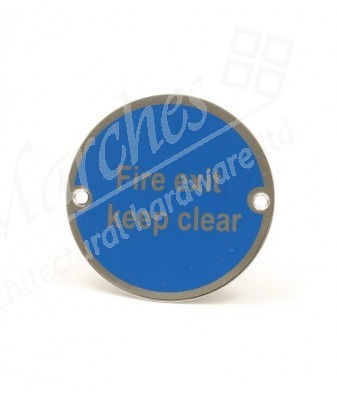 Fire Door Keep Clear Sign - Satin Stainless Steel (Silver Letters)