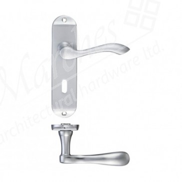 Zinc Oval Lever Lock Set - Satin Chrome