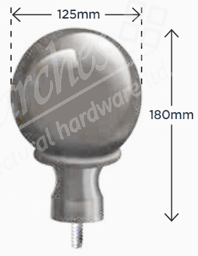 Exitex Aluminium MK2/MK4 Bolt Down Ball Finial 125mm - Mill