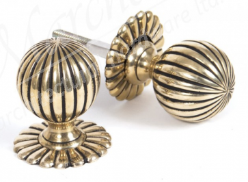 Flower Mortice Knob Set - Polished Brass