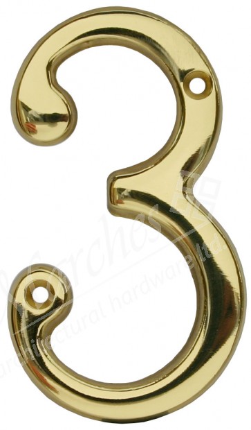 Carlisle Numeral 3 Polished Brass