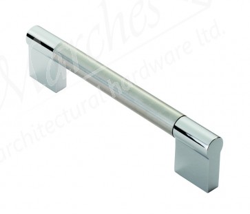 Keyhole Bar Handle, 172mm (160mm cc) - Satin Nickel / Polished Chrome