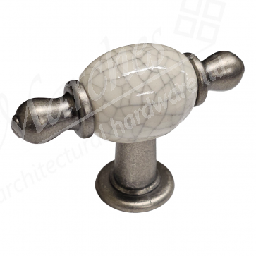 Antique Steel Crackle Glaze Knob Porcelain