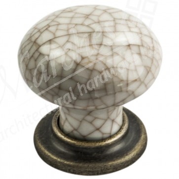 Antique Steel Porcelain Mushroom Pattern Knob