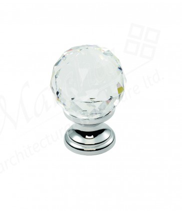 Lead Crystal Faceted Knob Clear - Polished Chrome
