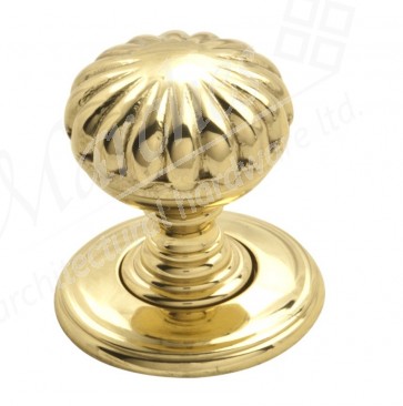 Delamain Flowered Cupboard Knob - Polished Brass