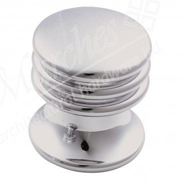 Ringed Cupboard Knob - Polished Chrome