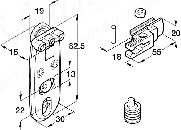 Fitting Set F 2 Door 20mm