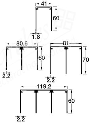 Double Top Guide Track 70mm 3m