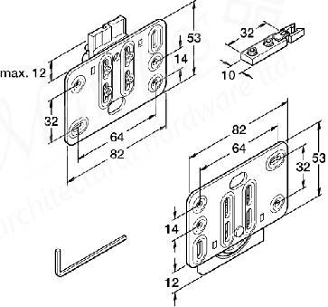 HAWA-Miniroll 25 fitting set