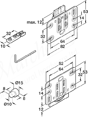 HAWA-Miniroll set F 3 Doors Max 25kg