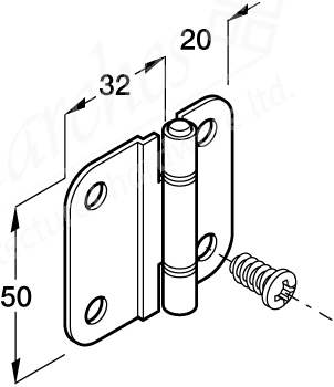 Centre Hinge Matt Ni Pl 50mm