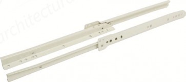 Drawer runners, single extension, 25 kg capacity, base mounting, cream-white finish