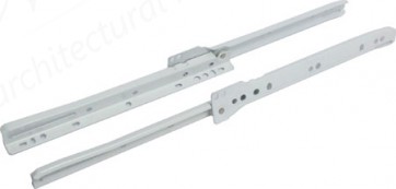Drawer runners, single extension, 25 kg capacity, white (RAL 9010) finish