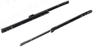 Drawer runners, single extension, 25 kg capacity, base mounting, black finish