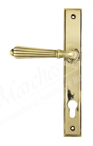 Hinton Slimline Lever Espag. Lock Set - Aged Brass