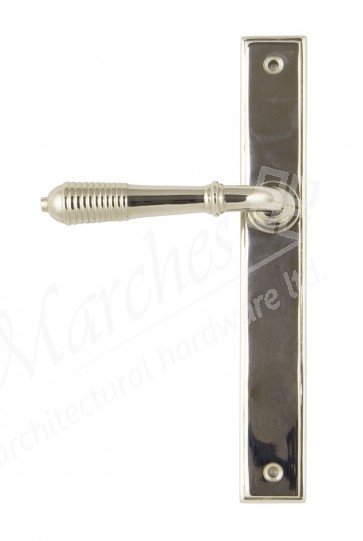 Reeded Slimline Lever Latch Set - Polished Nickel 