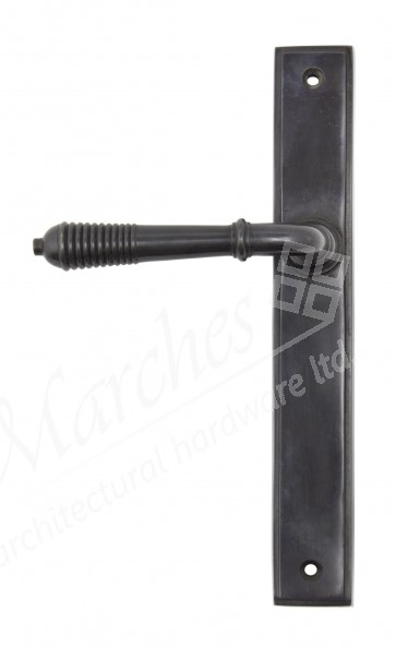 Reeded Slimline Lever Latch Set - Aged Bronze