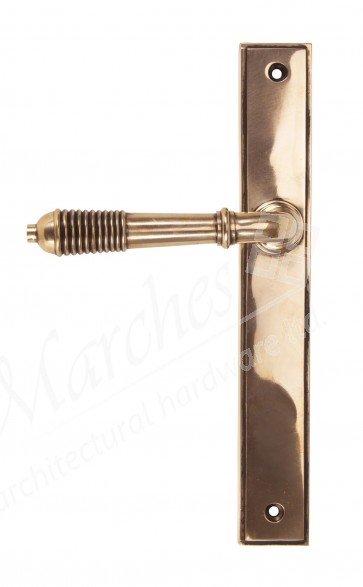 Reeded Slimline Lever Latch - Polished Bronze 